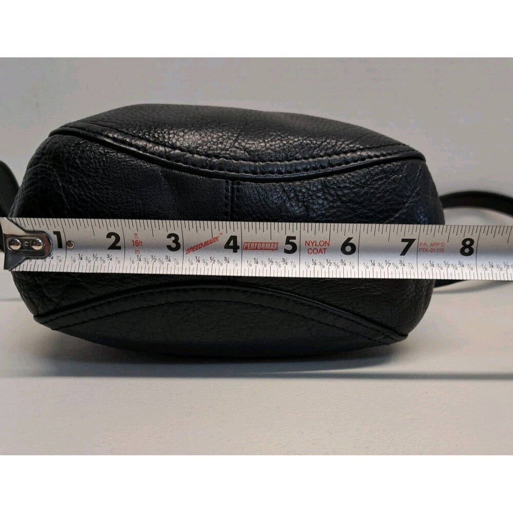 Anee Klein II Black Leather Handbag With Silver Metal  Handle And Shoulder Strap - Picture 7 of 14